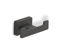 Gedy Atena Percha Doble Baño Pared Acero Inox Gancho Doble Negro Mate | 8,8x4,5x3,5cm | Acero inox | Doble gancho cuadrado | Cola 7kg | Negro mate