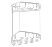 Gedy AUGUSTUS Cesta ducha, estante ducha, esquinero, doble, Acero inoxidable, Blanco, 20 x 15 x 27