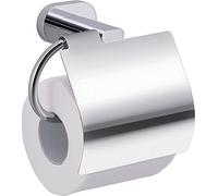 Gedy BERNINA Portarrollos Papel higiénico baño con Tapa, Cromo, Acero Inoxidable, 18,3 x 7,3 x 13