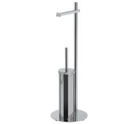 Gedy CIRCE Escobillero y portarrollos para baño, Cromo, Acero INOX Metal y resinas termoplásticas, 20 x 20 x 61,7