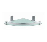 Gedy CLOUD Cesta ducha, estante ducha, esquinero, Aluminio y cristal, Cromo Cepillado, 26 x 26 x 5,8, Con o sin taladro