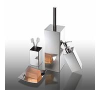 Gedy Cromada, Perth 4 Piezas, 1 Puerta sólida, 1 escobilla de Inodoro, 1 dispensador de jabón, 1 portacepillos de baño, Juego Fabricado en Acero Inoxidable, Acabado, diseño I+D, único