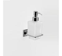 GEDY | Dispensador de jabón Colorado de Acero Inoxidable, Cromado y Cristal Satinado, fijable con Tornillos incluidos o Pegamento, 15,5 x 7 x 11 cm, Negro Mate, Capacidad 230 ml