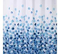 Gedy Dotty Cortina de baño y de Ducha con Anillas, Poliéster, Impermeable, Lavable a máquina, 120 x 200, Blanco-Azul