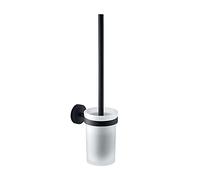 Gedy Eros Escobillero baño de Pared, escobilla baño de Pared, Negro Mate, Acero INOX y Cristal, 8,5 x 12 x 36,6