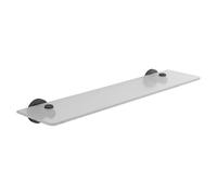 Gedy Felce Plus Estante Baño Pared 52x13,1x5,6cm Acero INOX y Cristal Satinado Carga 7,5kg Acabado Negro Mate, Balda Baño con Tornillos Incluidos
