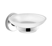 Gedy FELCE Plus Jabonera de Pared, Cromo, Acero INOX y Cristal, 11 x 12,3 x 5,6, Adhesivo, sin Taladro