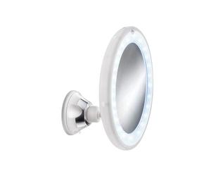Gedy Flexy Light Espejo de Aumento con LED, Poliestireno y Cristal, Blanco Nieve, 17.5x10.5x17.5 cm