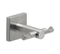 Gedy FUJI Colgador toalla baño doble, Acero inox AISI 304, Cepillado, 7,6 x 6,9 x 4,7, Adhesivo