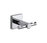 Gedy FUJI Colgador toalla baño doble, Acero inox AISI 304, Cromo, 7,6 x 6,9 x 4,7, Adhesivo