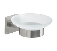 Gedy Fuji Jabonera Baño Pared 11x13x5,4cm Acero INOX AISI 304 Cromall Cristal Satinado Acabado Cepillado, Tornillos y Biadhesivo