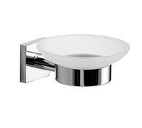Gedy Fuji Jabonera Baño Pared 11x13x5,4cm Acero INOX AISI 304 Cromall Cristal Satinado Acabado Cromo, Tornillos y Biadhesivo