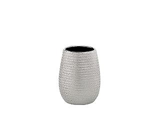 Gedy G-Astrid - Portacepillos de baño Plateado, tamaño 11 x 8,3 x 8,3 cm, Peso 0,294 kg, Porta Cepillo de Dientes de cerámica, 2 años de garantía 2, diseño R&S
