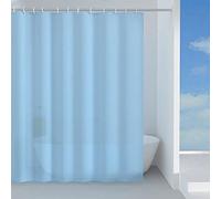 Gedy G-Basic 180 x 200, Fabricada en PES, 100% Impermeable, Acabado Azul, diseño R&S, Cortina de Ducha provista de 12 Anillas, única