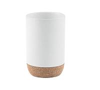 Gedy G-Canberra Portacepillos de baño, Medidas y Peso: 10,5 x 7 x 7 cm y 0,254 kg, Soporte de Pasta de Dientes y Cepillo de cerámica y Corcho, Acabado Blanco, diseño I+D, 2 años de garantía, único