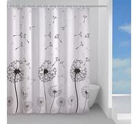 Gedy G-Desiderio - Cortina de Ducha de 120 x 200 cm, Fabricada en PES, 100% Impermeable, Acabado Blanco y Negro, diseño R&S, con 12 Anillas, única