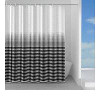 Gedy G-Ipnosi 240 x 200 cm, Fabricada en PES, 100% Impermeable, Acabado Blanco y Negro, diseño R&S, Cortina de Ducha con 12 Anillas, única