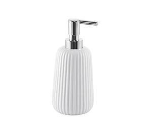 Gedy G-Marika, dispensador Blanco, dosificador de jabón de baño Fabricado en Acero Inoxidable y cromall, Medidas 18 x 8 x 8 cm y Peso 0,37 kg, diseño R&S, 2 años de garantía, única