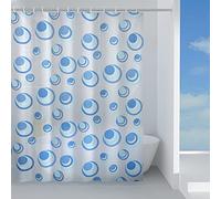 Gedy G-Orbita 120 x 200 cm, Fabricada en Tejido peva, Acabado Azul, diseño R&S, Cortina de Ducha con 12 Anillos, 2 años de garantía