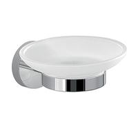 Gedy G-Osaka-Jabonera de Color Cromado, componentes Fabricados en Cromall, Acero Inoxidable y recipientes de Cristal Satinado, Medidas: 5,6 x 10,8 x 12,5 cm, diseño R&S, Talla única