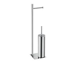 GEDY G-Seul - Columna de baño portarrollos + escobilla de baño, Cromo con Acabado Cromado, Medidas 62,8 x 14 x 14 cm, Juego para WC de Acero Inoxidable y Cromall, escobilla de 4 mm incluida