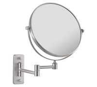 Gedy Gaia Espejo de Aumento, Espejo Maquillaje de Pared, 2 Caras, 3X, Extensible, Cepillado, Acero INOX y Cristal, 23-26 x 3,6-29 x 31