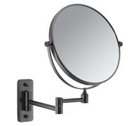Gedy Gaia Espejo de Aumento, Espejo Maquillaje de Pared, 2 Caras, 3X, Extensible, Gun Metal, Acero INOX y Cristal, 23-26 x 3,6-29 x 31