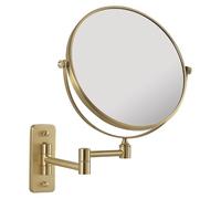 Gedy Gaia Espejo de Aumento, Espejo Maquillaje de Pared, 2 Caras, 3X, Extensible, Oro Mate, Acero INOX y Cristal, 23-26 x 3,6-29 x 31