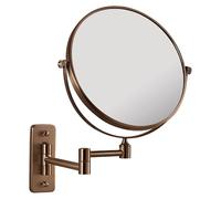 Gedy Gaia Espejo de Aumento, Espejo Maquillaje de Pared, 2 Caras, 3X, Extensible, Oro Rosa, Acero INOX y Cristal, 23-26 x 3,6-29 x 31