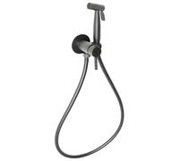 Gedy Garda MXGA10 Ducha Higiénica WC Bidé Mano Pared Acero Inox AISI 304 Mezclador Empotrado Flexible 120cm Negro Mate, Kit Completo