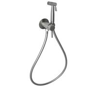 Gedy Garda MXGA10 Ducha Higiénica WC Bidé Mano Pared Acero Inox AISI 304 Mezclador Empotrado Flexible 120cm Acabado Cepillado, Kit Completo