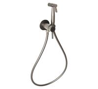 Gedy Garda MXGA10 Ducha Higiénica WC Bidé Mano Pared Acero Inox AISI 304 Mezclador Empotrado Flexible 120cm Gun Metal PVD, Kit Completo