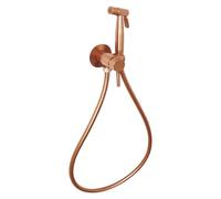 Gedy Garda MXGA10 Ducha Higiénica WC Bidé Mano Pared Acero Inox AISI 304 Mezclador Empotrado Flexible 120cm Oro Rosa PVD, Kit Completo