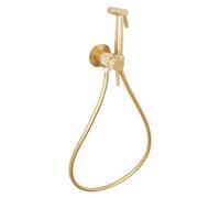 Gedy Garda MXGA10 Ducha Higiénica WC Bidé Mano Pared Acero Inox AISI 304 Mezclador Empotrado Flexible 120cm Oro Mate PVD, Kit Completo