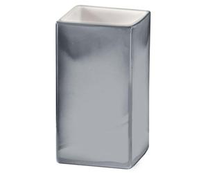 Gedy Glamour Vaso, Porcelana, Plata, 6.5x6.5x11 cm