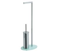 Gedy Golia Escobillero y portarrollos para baño, Cromo, Metal y Cristal, 20 x 28 x 71,8