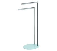 Gedy Golia Toallero de pie para baño con 2 Brazos fijos, Cromo, Metal y Cristal, 37,4 x 20 x 81,4