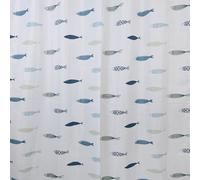 Gedy Greece Cortina de baño y de Ducha con Anillas, Poliéster, Impermeable, Lavable a máquina, 240 x 200, Blanco-Azul