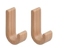 Gedy Himalaya Set 2 Perchas Baño Pared Bambú Natural Rústico | 2,5x4,9x9,2cm por unidad | Pack 2 uds | Bambú natural | Tornillos incluidos | Natural