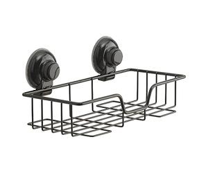 Gedy | Hot Organizador de ducha rectangular de alambre negro y fijación con ventosa, dimensiones 12 x 27,5 x 13,6 cm y peso 0,34 kg