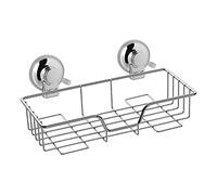 Gedy Hot Porta objetos rectangular ventosa Cromo | Estante de ducha de metal cromado, fijación con 2 potentes ventosas, carga probada hasta 10 kg, medidas L27,5 x P13,6 x H12