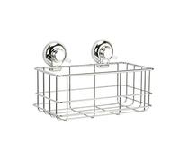 Gedy Hot portaobjetos ducha rectangular alto cromado con 2 ventosas | Estante de ducha de metal cromado, fijación con 2 potentes ventosas, carga probada hasta 10 kg. 26,25 x 15,7 x 17 cm