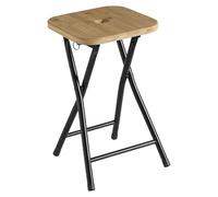 Gedy KENTA Taburete-Banqueta Plegable baño Madera, Bambú y Metal, Negro Mate, 39,5 x 29,5 x 44, Carga máxima 100Kg