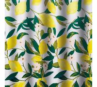 Gedy Lemon Cortina de baño y de Ducha con Anillas, Poliéster, Impermeable, Lavable a máquina, 180 x 200, Blanco-Amarillo