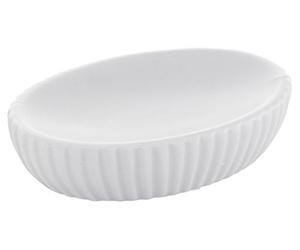 Gedy Marika Jabonera Baño Sobremesa 12x8,3x3cm Cerámica Acabado Blanco, Portajabón Baño Moderno Serie Coordinada