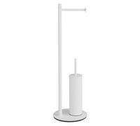 Gedy Mida Escobillero y portarrollos para baño de pie, Blanco Mate, Acero Inoxidable, 20 x 20 x 66,6 cm
