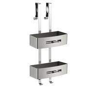 Gedy NERVA Cesta ducha para colgar, estante ducha, doble, Acero inoxidable, Cromo, 24 x 18,7 x 58,4