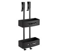 Gedy NERVA Cesta ducha para colgar, estante ducha, doble, Acero inoxidable, Negro Mate, 24 x 18,7 x 58,4
