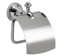 Gedy Nevis Portarrollos Papel higiénico baño con Tapa, Cromo, Acero Inoxidable, 15 x 8,2 x 17,1
