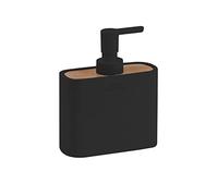 Gedy NINFEA Dispensador de jabón, Resina y bambú, Negro-Bambú, 12,8 x 5,6 x 15,7, Capacidad de 300ml.